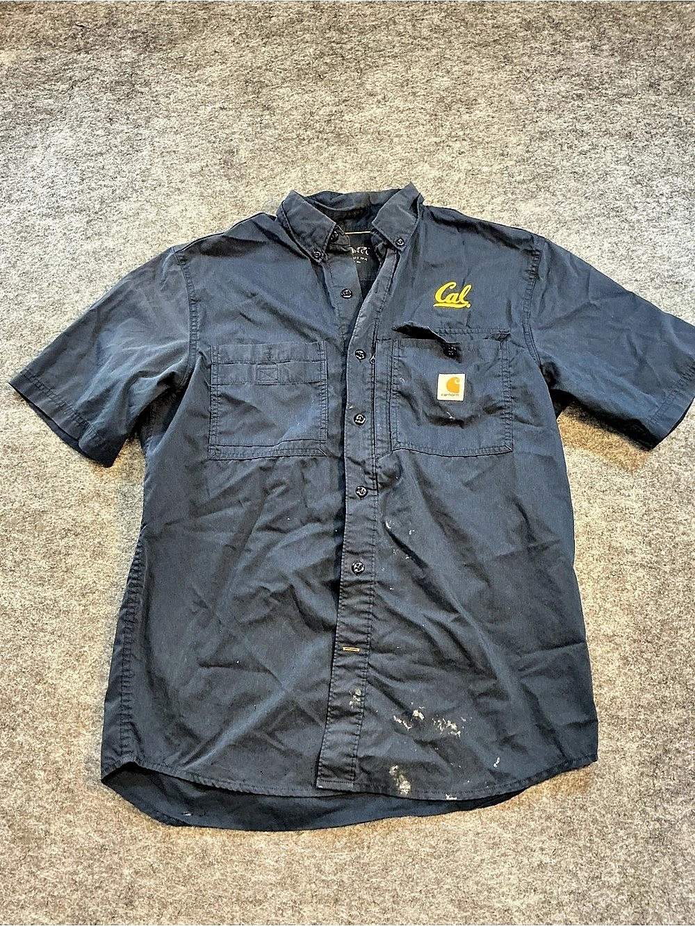 Carhartt Force UC Berkeley Short Sleeve Work Shirt Men's Blue Medium